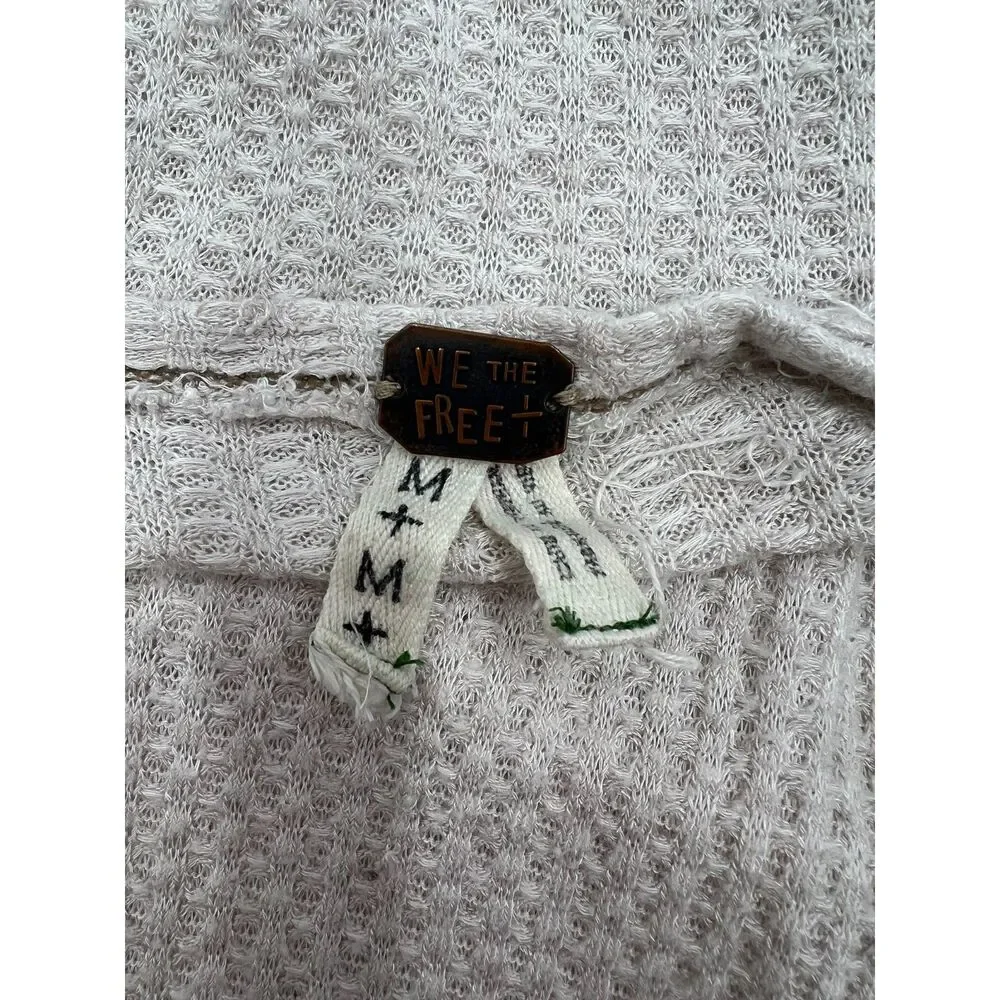 Free People We the Free Laguna Thermal Tunic Raw Edge Frayed Oversized Sz M